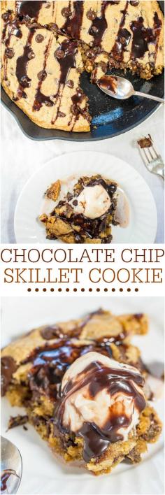 
                    
                        Chocolate Chip Skillet Cookie - Need a fast, easy, goofproof chocolate chip cookie recipe? This is the one!! Soft, chewy, and oh so good!!
                    
                