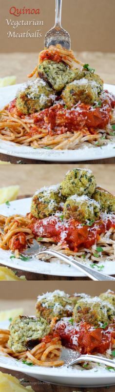 
                    
                        Quinoa Vegetarian Meatballs via American Heritage Cooking #protein
                    
                