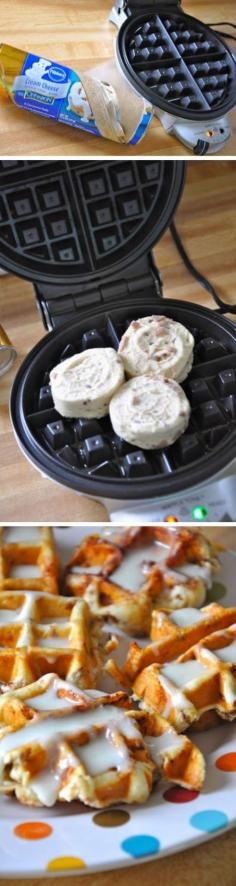 Cinnamon Roll Waffles breakfast - now all i need is a waffle iron!