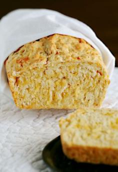 
                    
                        Cheesy Beer Bread Recipe is the perfect side kick to a hot bowl of chili or warm cup of soup from dineanddish.net
                    
                