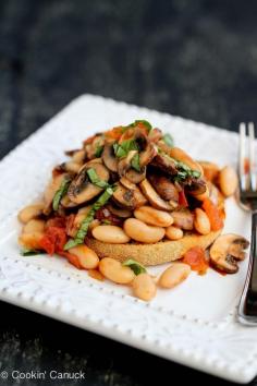 A quick & healthy dinner! Mushroom, Tomato & Basil Ragout on English Muffin | cookincanuck.com Using Udi's Gluten Free muffins