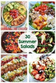 
                    
                        30 Yummy Salads - Chicken Salads, Pasta Salads, Salads with Acovado... So many great recipes!
                    
                