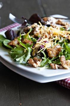 
                    
                        Shrimp Walnut Salad With Cheddar Jack Bacon Dressing Recipe - dineanddish.net
                    
                