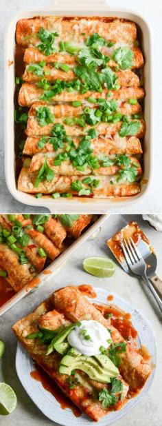 
                    
                        Lightened Up Beef Enchiladas with 10 Minute Enchilada Sauce I  howsweeteats.com
                    
                
