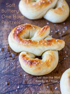 
                    
                        Soft Buttery One Hour Pretzels (vegan) - Make these in an hour & save yourself a trip to the food court & save money, too! So good & so easy!
                    
                