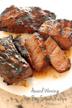 Award Winning Poor Boy Steak Recipe #poorboysteak #steak #marinade #recipe Beef