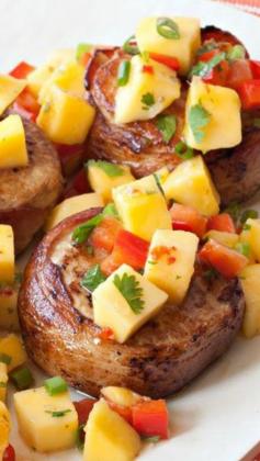 
                    
                        Bacon-Wrapped Pork with Mango Salsa Recipe
                    
                