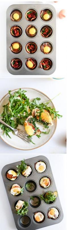 
                    
                        Bacon Wrapped Eggs Cups with Roasted Red Pepper, Spinach and Arugula - the perfect Easter brunch! I howsweeteats.com
                    
                