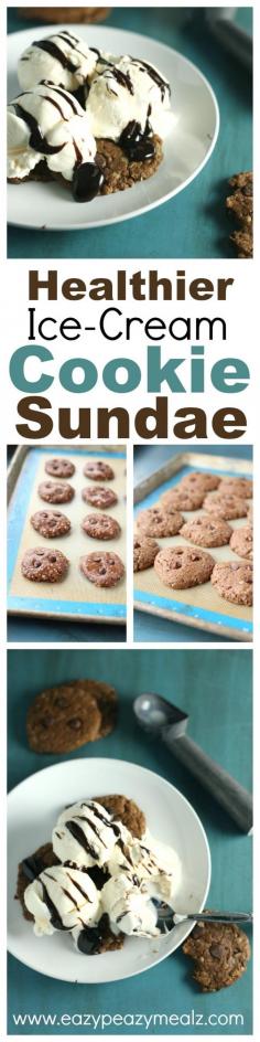 
                    
                        An ice cream cookie sundae with healthier cookies made with no butter, oil, or flour! Perfect for a family game night! #ad - Eazy Peazy Mealz
                    
                