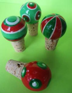Christmas ornament wine stoppers