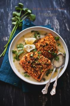 Panko Crust Salmon in Piccata Sauce | @Ksenia - - - - Kankana | Playful Cooking #healthy #recipe #easy