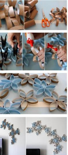 DIY Toilet Paper Rolls Wall Decor Pictures. Cute bathroom wall art