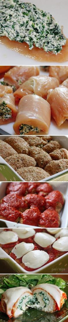 skinny: chicken rollatini with spinach alla parmigiana