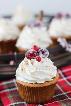 
                    
                        Spiced eggnog cupcakes with whipped bourbon buttercream! Perfect for enjoying near your Christmas Tree!
                    
                