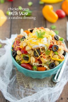 
                    
                        Best EVER Chicken Taco Pasta with a Catalina Dressing
                    
                