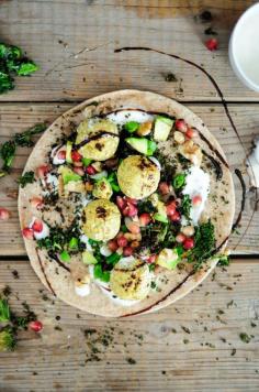 
                    
                        whole wheat-falafel wrap with a yogurt-lime sauce
                    
                