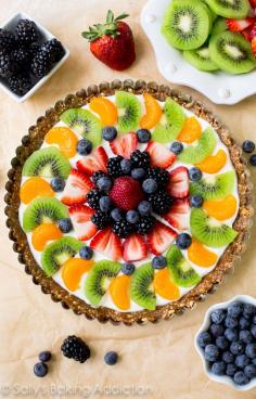 
                    
                        Healthy breakfast fruit tart made with a gluten free two ingredient crust, protein packed Greek yogurt, and plenty of fresh fruit.
                    
                