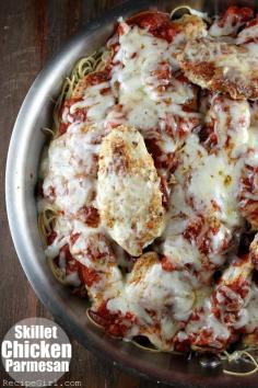
                    
                        Skillet Chicken Parmesan - RecipeGirl.com
                    
                