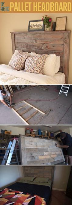 
                    
                        Rustic DIY Pallet Headboard Tutorial by DIY Ready at diyready.com/...
                    
                