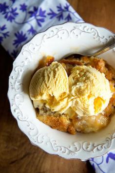 
                    
                        Super Simple Peach Cobbler Recipe - the best use for the fresh peaches of the season! from dineanddish.net
                    
                