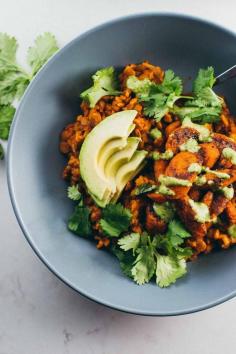 
                    
                        Lentil Curry Bowls with Cashew Cilantro Sauce - powerhouse comfort food!
                    
                