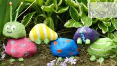 Garden Rock Caterpillar. Cute kid craft.
