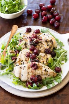 
                    
                        Grilled Chicken with a Warm Cherry Salad | wickedspatula.com
                    
                