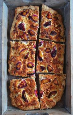 Goat cheese plum pizza with diet whole wheat crust