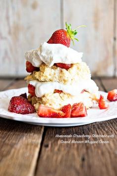 Homemade Strawberry Shortcake Recipe with Grand Mariner Whipped Cream ~ A classic yet extraordinary Homemade Strawberry Shortcake recipe with Grand Mariner Whipped Cream.