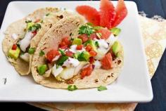 
                    
                        This Recipe for Fish Tacos and Salsa Includes Grapefruit and Avocado #tacos trendhunter.com
                    
                