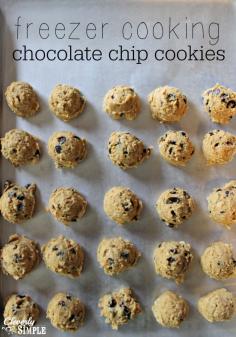 Freezer Cooking Chocolate Chip Cookies Recipe. #baking #cookies #chocolate
