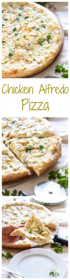 Chicken Alfredo Pizza | Recipe Runner | One of the best pizzas I've ever made! Tastes just like chicken fettuccine alfredo!