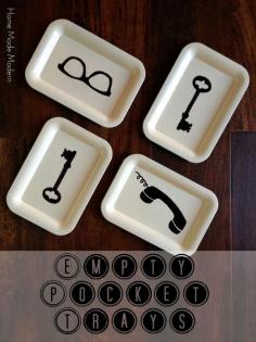 Home Made Modern: Painted Trays. Great idea for displays (place your business logo or branding details on the trays!)