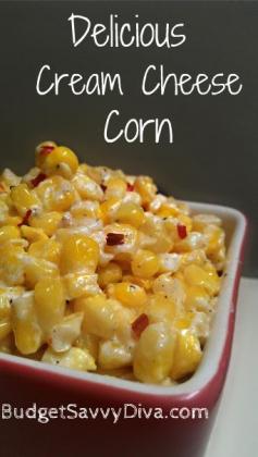 Delicious Cream Cheese Corn Recipe - I make w/o red pepper flakes and add a lil garlic powder n milk - its a great side dish