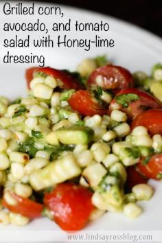 
                    
                        This is SOOOO good!!! Light, healthy, perfect side-dish. Grilled corn-on-the-cob, avocado, tomatoes and cilantro mixed with a light honey-lime dressing. So easy to make and seriously so so so so good!! One of my favorite recipes.
                    
                