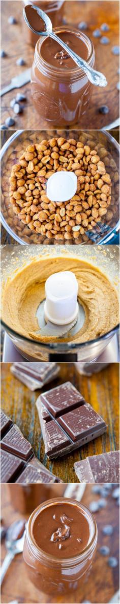 
                    
                        Homemade Chocolate Peanut Butter (vegan, GF) - Make your own chocolate peanut butter in 10 minutes. Blows away any storebought PB you've ever had! Easy, mindless recipe at averiecooks.com
                    
                