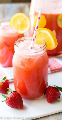 Honey Sweetened Strawberry Lemonade. Cold and refreshing, this 4 ingredient strawberry lemonade has no refined sugar. The natural flavors of strawberry and lemon shine through!
