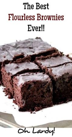 Dense and gooey Flourless Brownies (seriously - the only flour is cocoa powder - eureka!) that don't use any refined sugars! These are my new go-to brownie recipe for sure via Homemade Mommy gluten free, grain free, dairy free