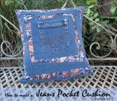 DIY Jeans Pocket Cushion Tutorial ~ Threading My Way