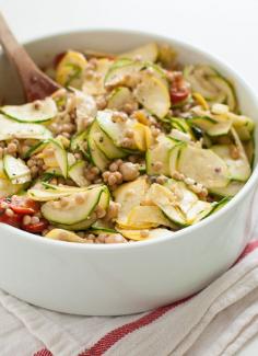 Mediterranean Pasta Salad with Raw Squash - garden food!