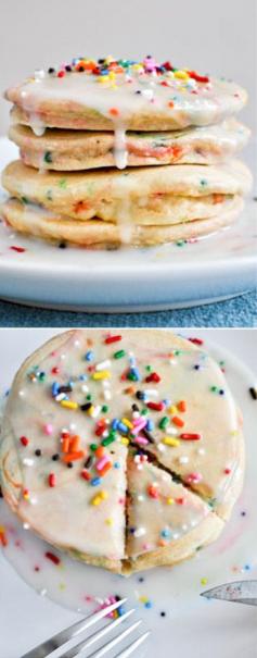
                    
                        Cake Batter Pancakes I howsweeteats.com
                    
                