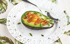 BAKED EGG in AVOCADO with DAVID CHANG'S MISO "BUTTER" & TOGARASHI SEASONING ~~~ this avocado recipe incorporates david chang's miso "butter" recipe from his restaurant, "momofuku" in new york. [David Chang] [jeanetteshealthyliving]