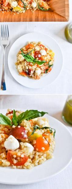 
                    
                        Caprese Quinoa with Homemade Basil Oil I howsweeteats.com
                    
                
