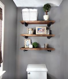 Restoration Hardware Shelving - DIY 7thhouseontheleft.com - guest bathroom