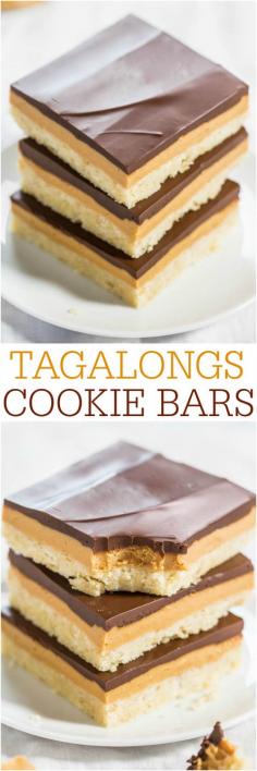 Tagalongs Cookie Bars - Say hello to year-round Girl Scout Cookie Season with these delish bars! All the flavors of the classic cookies in easy bar form!!