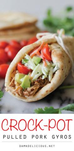Slow Cooker Pulled Pork Gyros crock pot