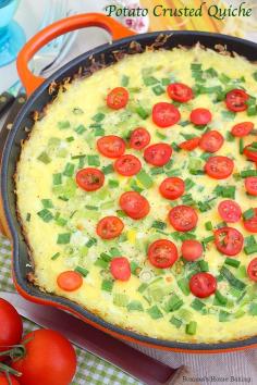 A nice change from the traditional crust of a quiche, this potato crusted quiche is very easy to make and so delicious will be a favorite in your family.