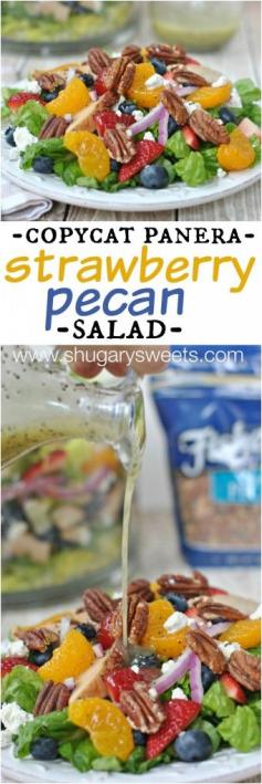 Strawberry Pecan Salad with a sweet, homemade Lemon Poppyseed dressing and candied Pecans #thinkfisher