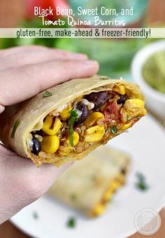 Black Bean Sweet Corn and Quinoa Freezer Burritos