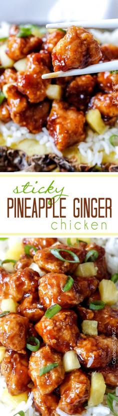 Baked or stir fried Pineapple Ginger Chicken smothered in the most crazy delicious, sweet pineapple sauce with a ginger-Sriracha kick.